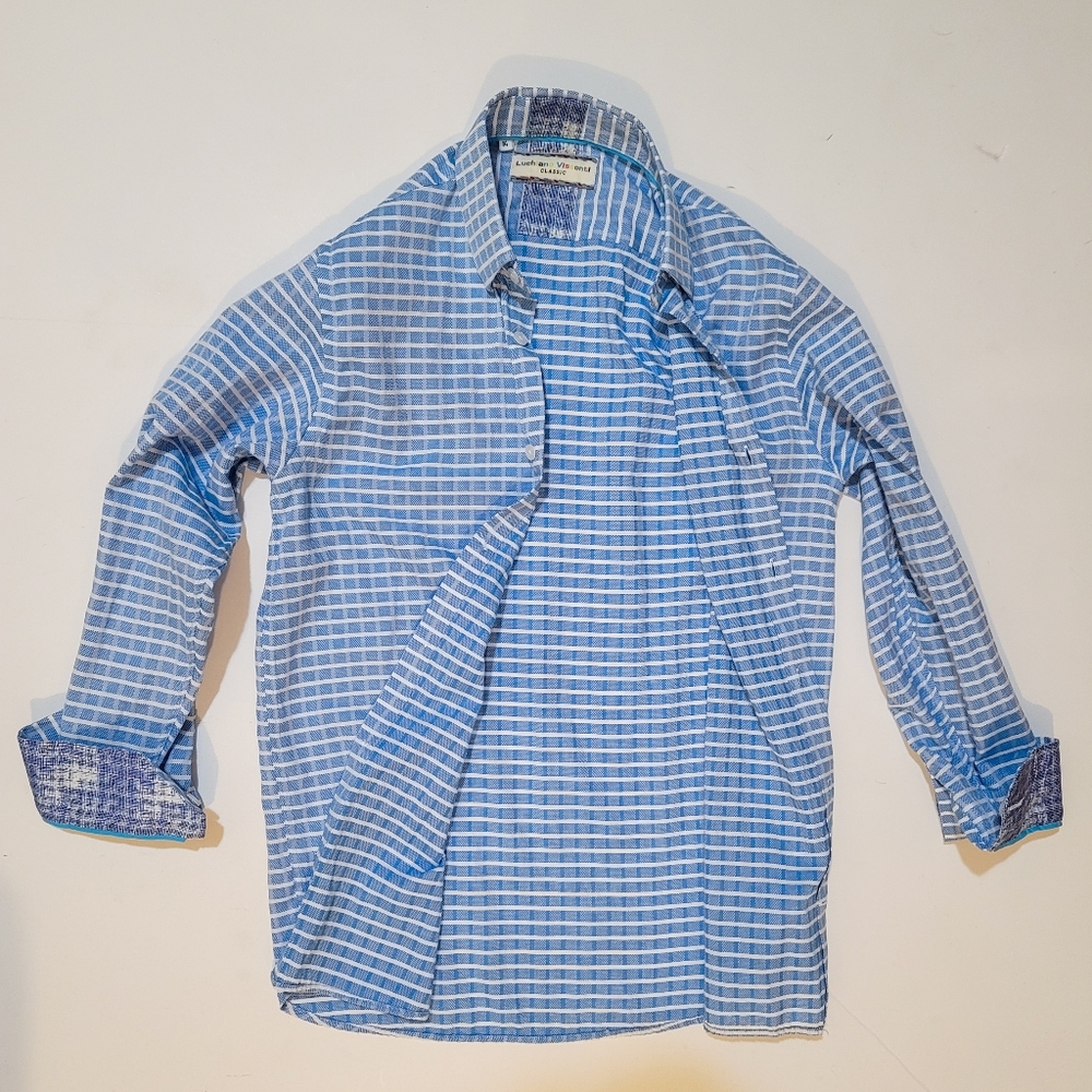 Luchiano Visconti Classic Blue Size 14 XS Modal Blend Shirt.